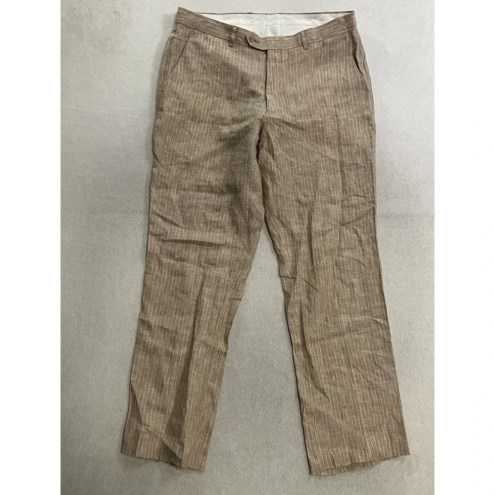 Lauren Ralph Lauren Dress Pants Men's Size 34x30 Beige Linen Flat Front Casual